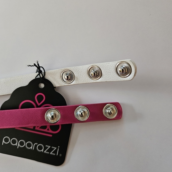 Paparazzi Pink and white snap Bracelets - Picture 3 of 4